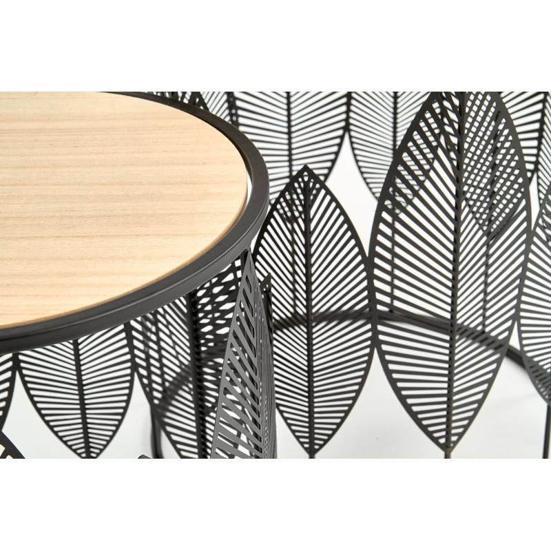 'FOLLA Set of 2 Benches Black / Natural' 'FOLLA Set of 2 Benches Black / Natural'