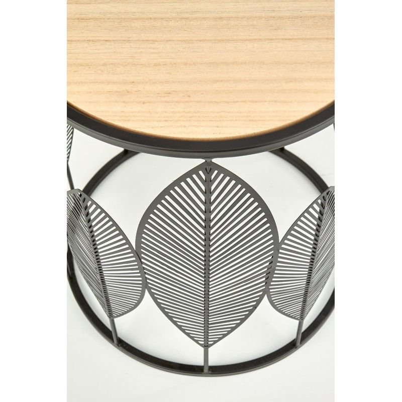 'FOLLA Set of 2 Benches Black / Natural' 'FOLLA Set of 2 Benches Black / Natural'