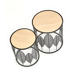 'FOLLA Set of 2 Benches Black / Natural' 'FOLLA Set of 2 Benches Black / Natural'