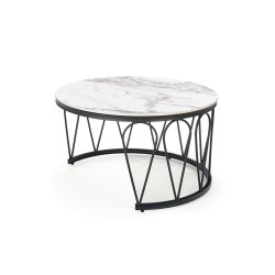 'FORMOSA Set of 2 Benches, White Marble / Black' 'FORMOSA Set of 2 Benches, White Marble / Black'