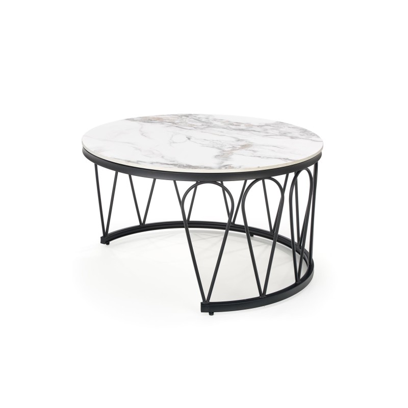 'FORMOSA Set of 2 Benches, White Marble / Black' 'FORMOSA Set of 2 Benches, White Marble / Black'