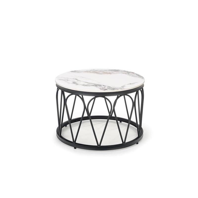 'FORMOSA Set of 2 Benches, White Marble / Black' 'FORMOSA Set of 2 Benches, White Marble / Black'