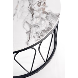 'FORMOSA Set of 2 Benches, White Marble / Black' 'FORMOSA Set of 2 Benches, White Marble / Black'