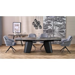 'FORUM Extendable Table, Black Marble / Black'