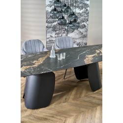 'FORUM Extendable Table, Black Marble / Black' 'FORUM Extendable Table, Black Marble / Black'