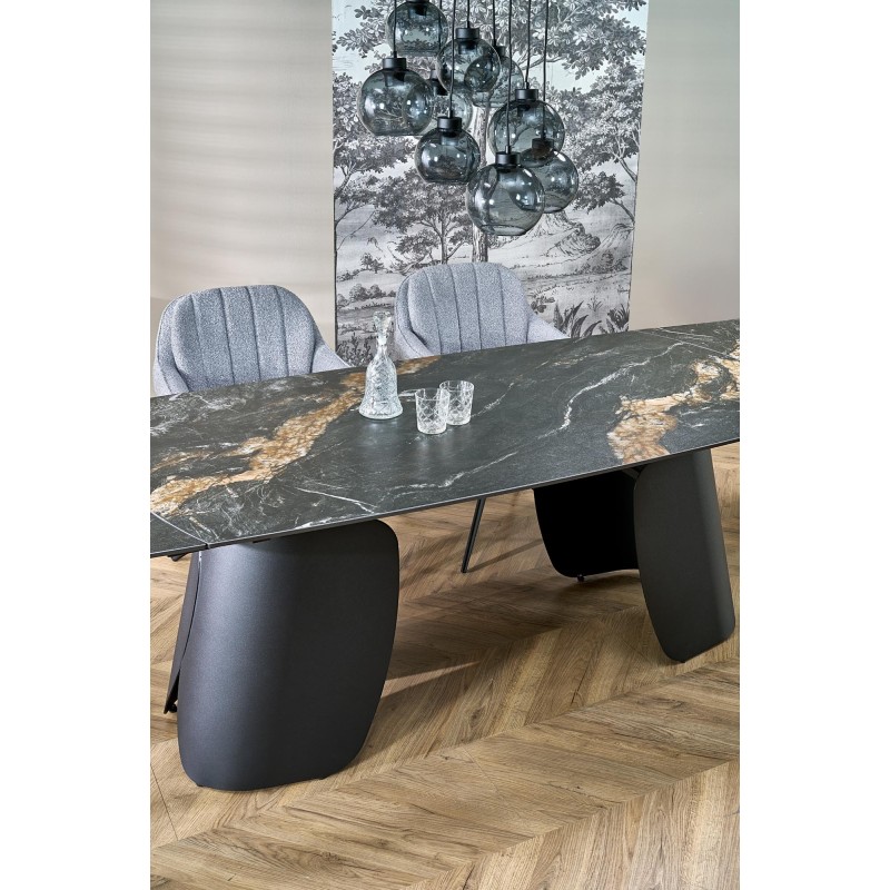 'FORUM Extendable Table, Black Marble / Black' 'FORUM Extendable Table, Black Marble / Black'