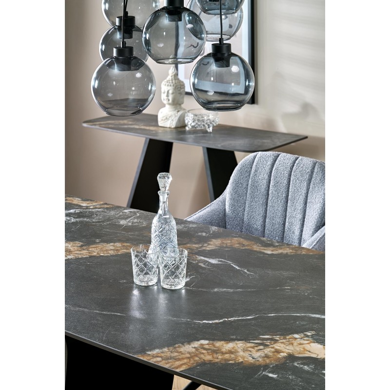 'FORUM Extendable Table, Black Marble / Black' 'FORUM Extendable Table, Black Marble / Black'