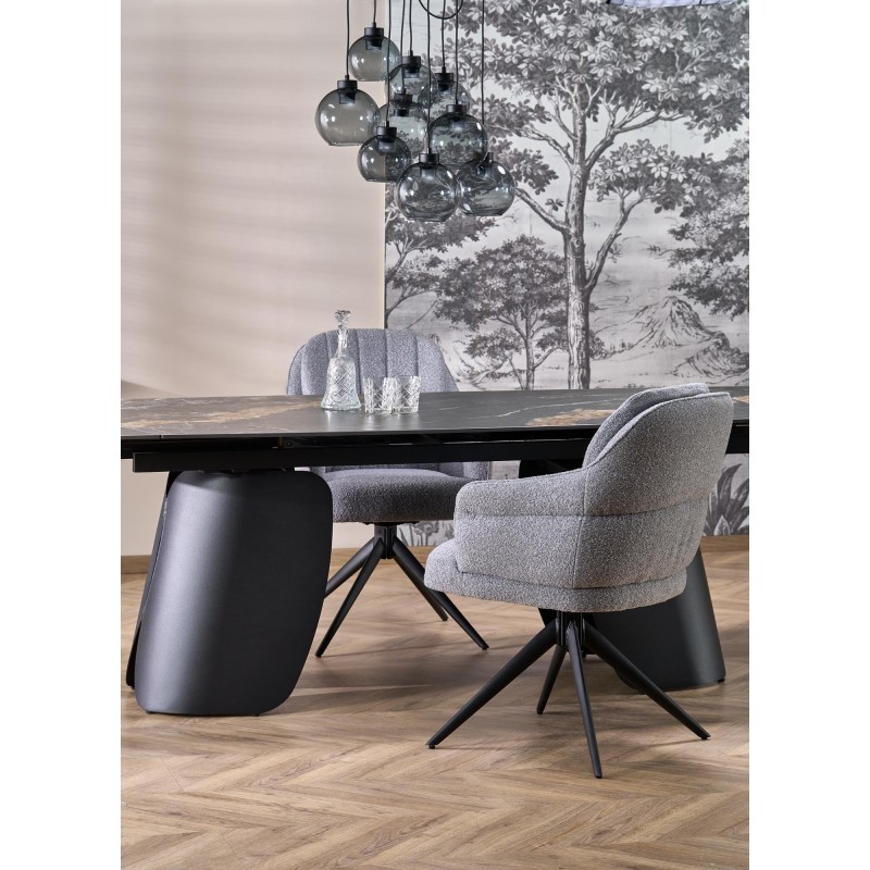 'FORUM Extendable Table, Black Marble / Black' 'FORUM Extendable Table, Black Marble / Black'
