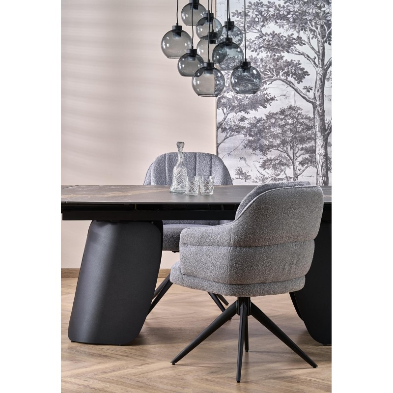 'FORUM Extendable Table, Black Marble / Black' 'FORUM Extendable Table, Black Marble / Black'