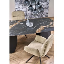 'FORUM Extendable Table, Black Marble / Black' 'FORUM Extendable Table, Black Marble / Black'