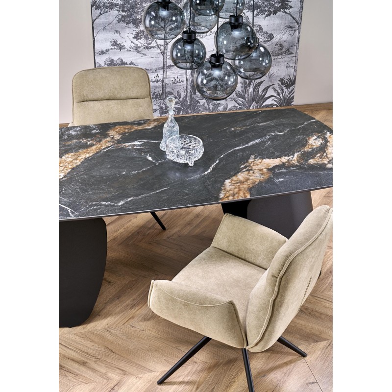 'FORUM Extendable Table, Black Marble / Black' 'FORUM Extendable Table, Black Marble / Black'