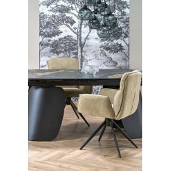 'FORUM Extendable Table, Black Marble / Black' 'FORUM Extendable Table, Black Marble / Black'