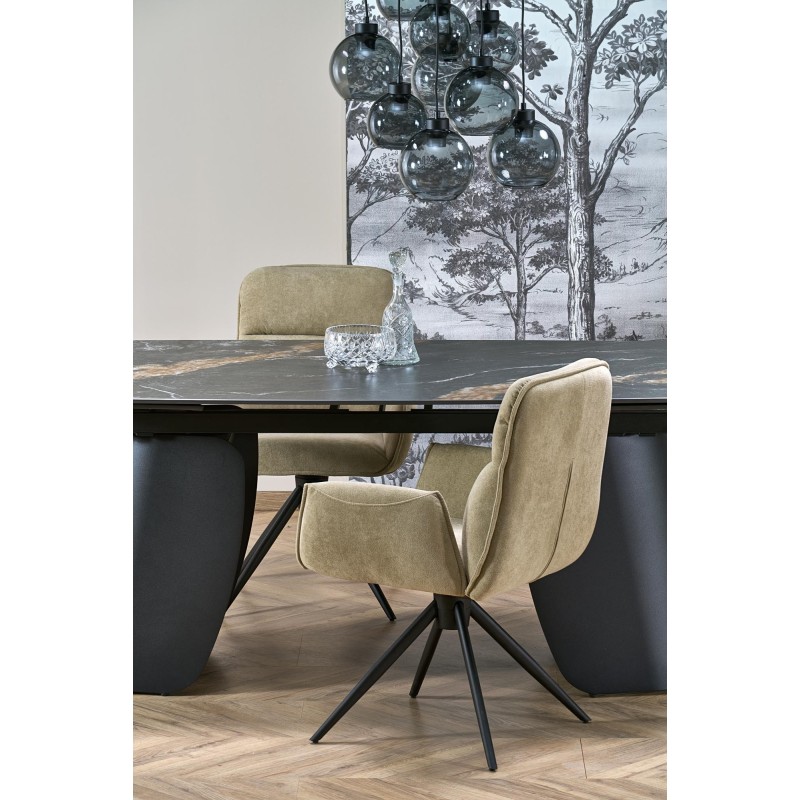 'FORUM Extendable Table, Black Marble / Black' 'FORUM Extendable Table, Black Marble / Black'