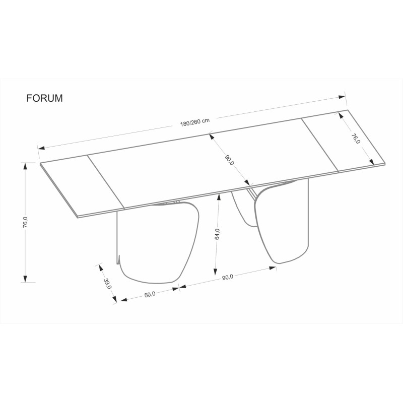 'FORUM Extendable Table, Black Marble / Black' 'FORUM Extendable Table, Black Marble / Black'
