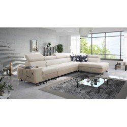 Prestige XI Mini corner sofa with sleeping function and USB port - Soft to the touch, Freya 210.02 + Tauro 8203