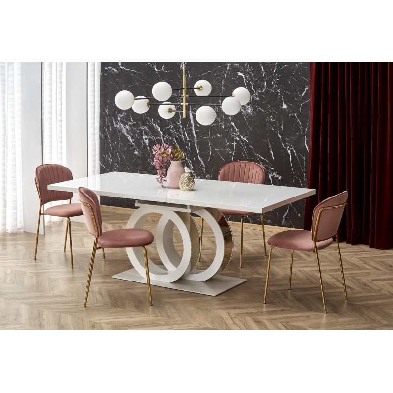'GALARDO Extendable Table, White / Gold' 'GALARDO Extendable Table, White / Gold'