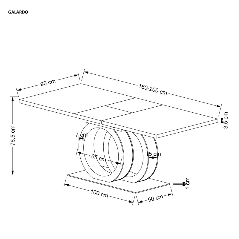'GALARDO Extendable Table, White / Gold' 'GALARDO Extendable Table, White / Gold'
