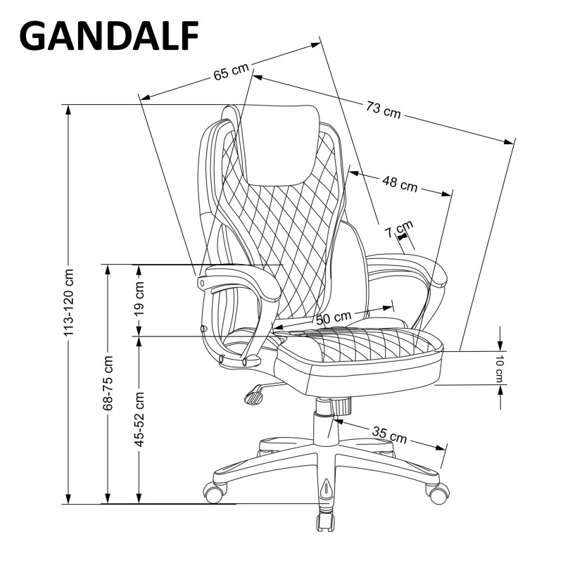 GANDALF fotel gabinetowy czarny / popielaty (1p 1szt) GANDALF fotel gabinetowy czarny / popielaty (1p 1szt)