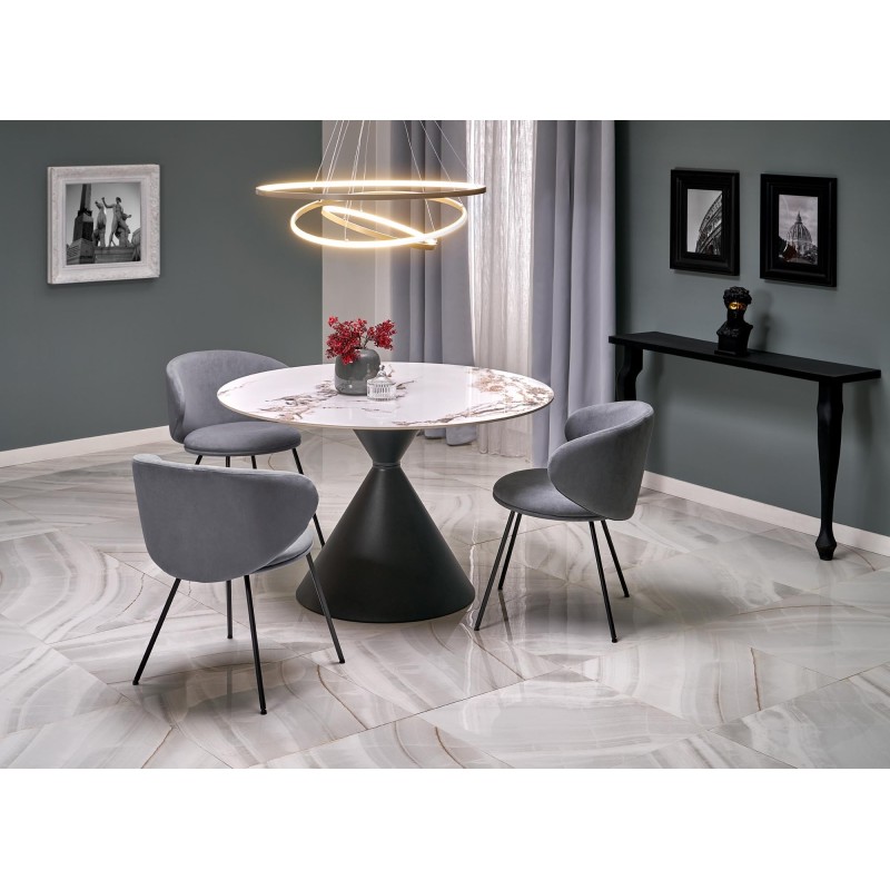 'GARET Round Table, White Marble / Black' 'GARET Round Table, White Marble / Black'