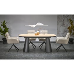 'GIACOMO Extendable Table, Top - Natural, Leg - Black'