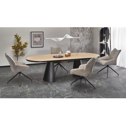 'GIACOMO Extendable Table, Top - Natural, Leg - Black' 'GIACOMO Extendable Table, Top - Natural, Leg - Black'