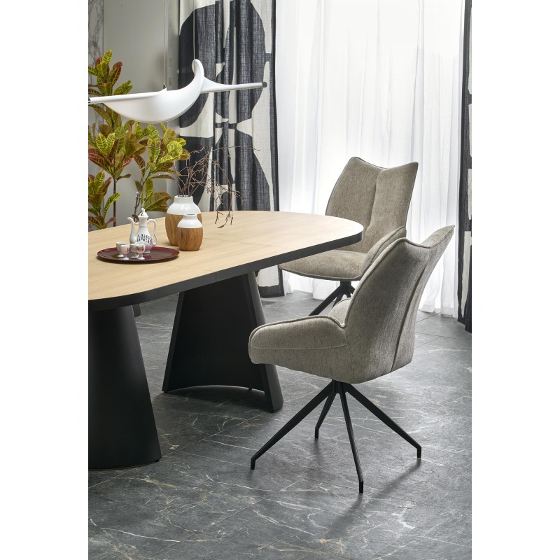 'GIACOMO Extendable Table, Top - Natural, Leg - Black' 'GIACOMO Extendable Table, Top - Natural, Leg - Black'