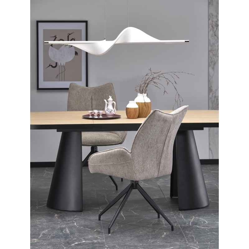 'GIACOMO Extendable Table, Top - Natural, Leg - Black' 'GIACOMO Extendable Table, Top - Natural, Leg - Black'