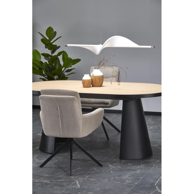 'GIACOMO Extendable Table, Top - Natural, Leg - Black' 'GIACOMO Extendable Table, Top - Natural, Leg - Black'