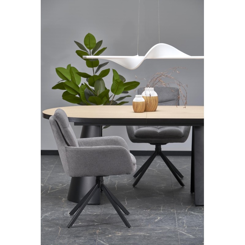 'GIACOMO Extendable Table, Top - Natural, Leg - Black' 'GIACOMO Extendable Table, Top - Natural, Leg - Black'