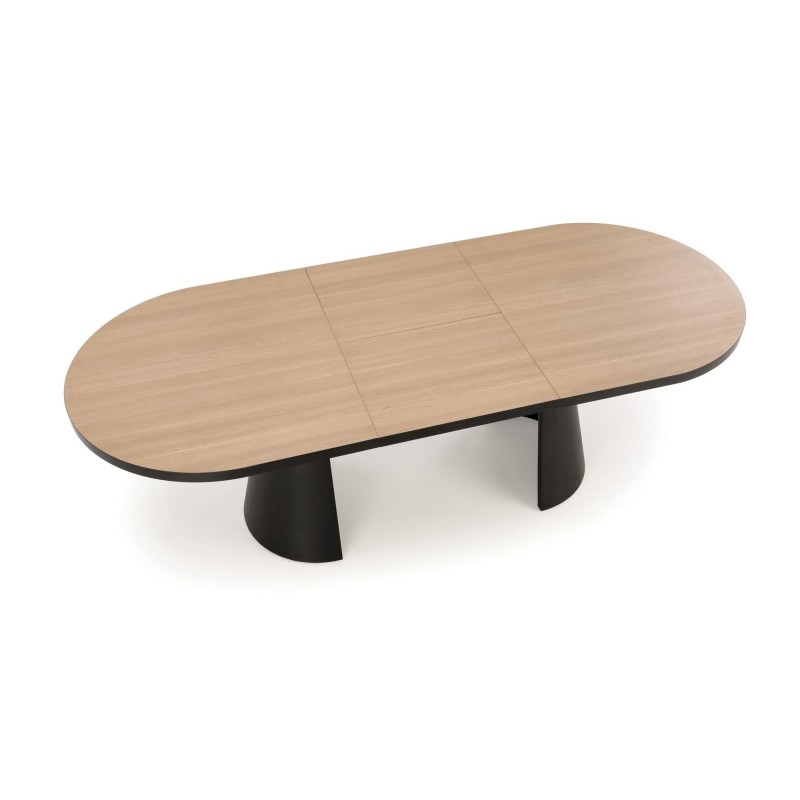'GIACOMO Extendable Table, Top - Natural, Leg - Black' 'GIACOMO Extendable Table, Top - Natural, Leg - Black'