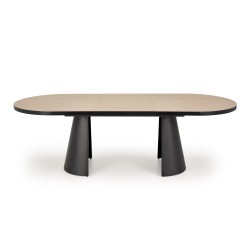 'GIACOMO Extendable Table, Top - Natural, Leg - Black' 'GIACOMO Extendable Table, Top - Natural, Leg - Black'