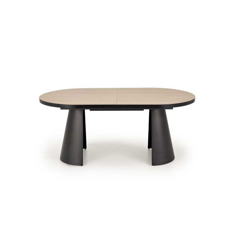 'GIACOMO Extendable Table, Top - Natural, Leg - Black' 'GIACOMO Extendable Table, Top - Natural, Leg - Black'