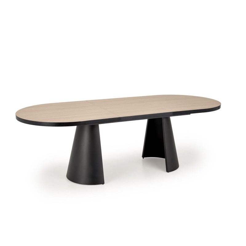 'GIACOMO Extendable Table, Top - Natural, Leg - Black' 'GIACOMO Extendable Table, Top - Natural, Leg - Black'