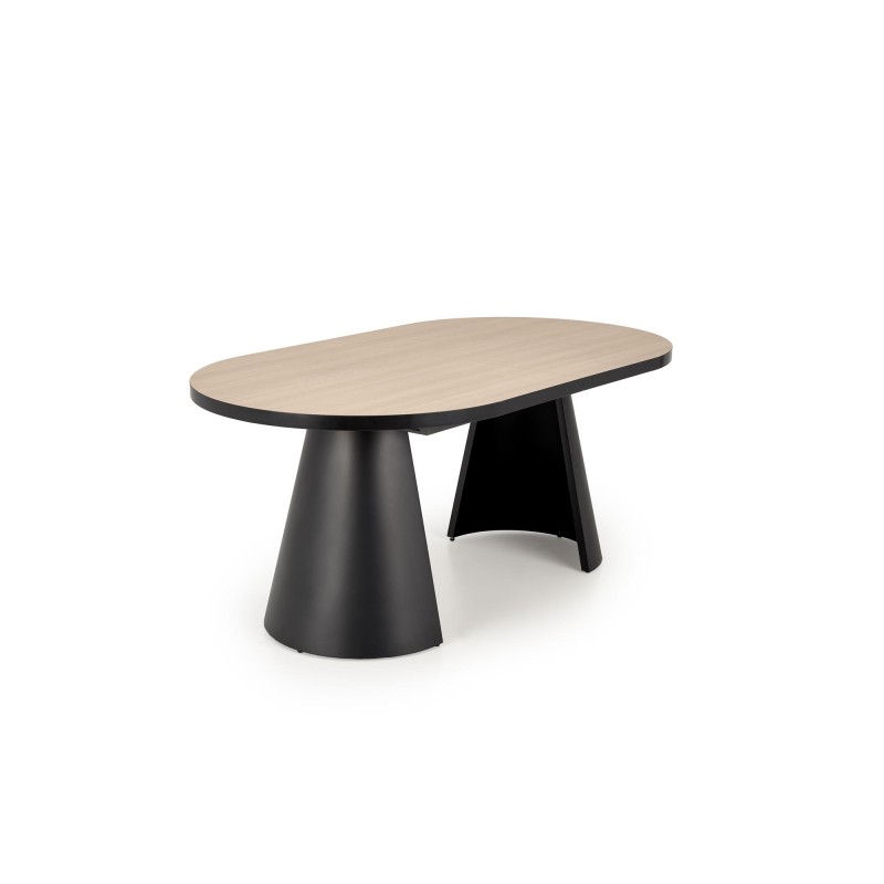 'GIACOMO Extendable Table, Top - Natural, Leg - Black' 'GIACOMO Extendable Table, Top - Natural, Leg - Black'