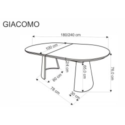 'GIACOMO Extendable Table, Top - Natural, Leg - Black' 'GIACOMO Extendable Table, Top - Natural, Leg - Black'