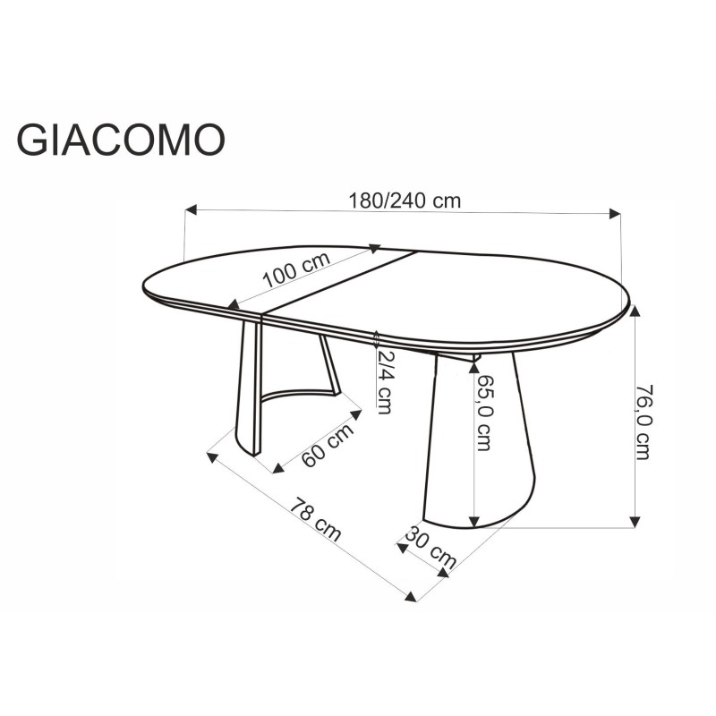 'GIACOMO Extendable Table, Top - Natural, Leg - Black' 'GIACOMO Extendable Table, Top - Natural, Leg - Black'