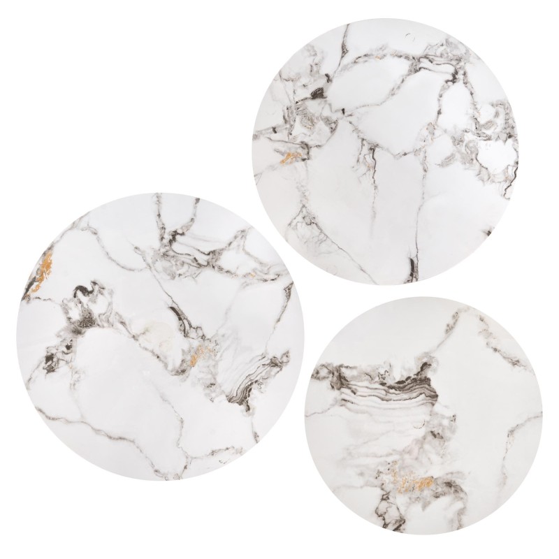 'GILDA Set of 3 Benches, White Marble / Black' 'GILDA Set of 3 Benches, White Marble / Black'