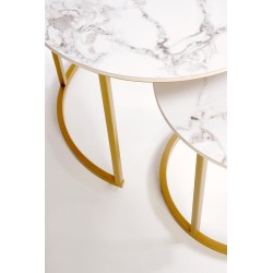 'GILDA Set of 3 Benches, White Marble / Gold' 'GILDA Set of 3 Benches, White Marble / Gold'