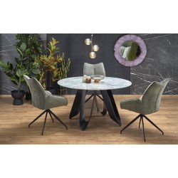 'GIOVANI Round Table, Top - Green Marble, Legs - Black' 'GIOVANI Round Table, Top - Green Marble, Legs - Black'