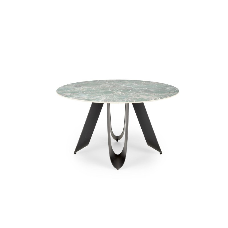 'GIOVANI Round Table, Top - Green Marble, Legs - Black' 'GIOVANI Round Table, Top - Green Marble, Legs - Black'