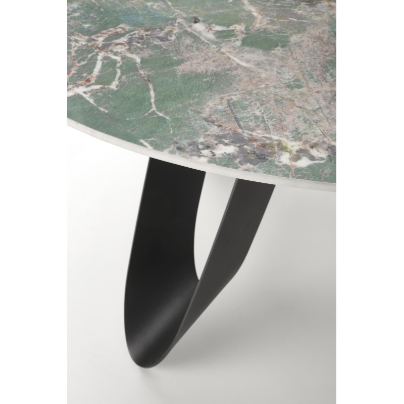 'GIOVANI Round Table, Top - Green Marble, Legs - Black' 'GIOVANI Round Table, Top - Green Marble, Legs - Black'
