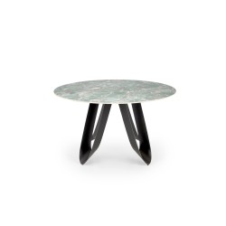 'GIOVANI Round Table, Top - Green Marble, Legs - Black' 'GIOVANI Round Table, Top - Green Marble, Legs - Black'