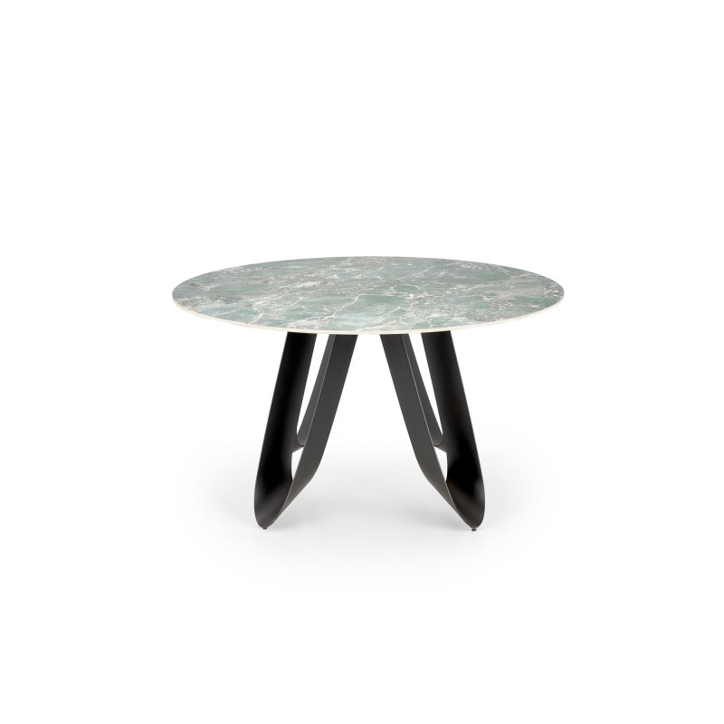 'GIOVANI Round Table, Top - Green Marble, Legs - Black' 'GIOVANI Round Table, Top - Green Marble, Legs - Black'