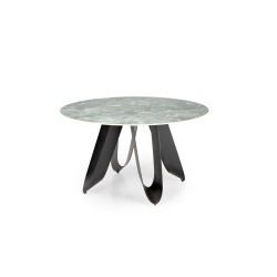 'GIOVANI Round Table, Top - Green Marble, Legs - Black' 'GIOVANI Round Table, Top - Green Marble, Legs - Black'