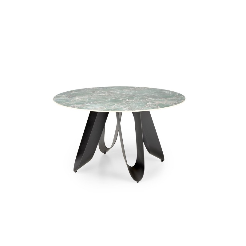 'GIOVANI Round Table, Top - Green Marble, Legs - Black' 'GIOVANI Round Table, Top - Green Marble, Legs - Black'