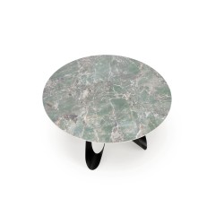 'GIOVANI Round Table, Top - Green Marble, Legs - Black' 'GIOVANI Round Table, Top - Green Marble, Legs - Black'