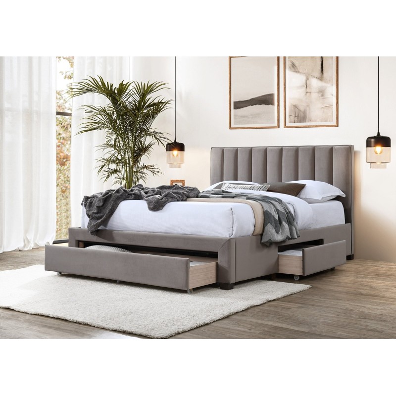 'GRACE 140 Bed with Drawers Beige Velvet' 'GRACE 140 Bed with Drawers Beige Velvet'