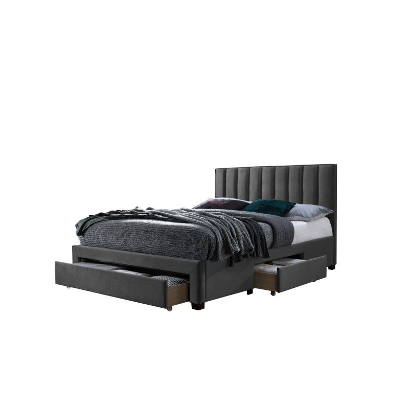 'GRACE 140 Bed with Drawers in Ash Velvet' 'GRACE 140 Bed with Drawers in Ash Velvet'