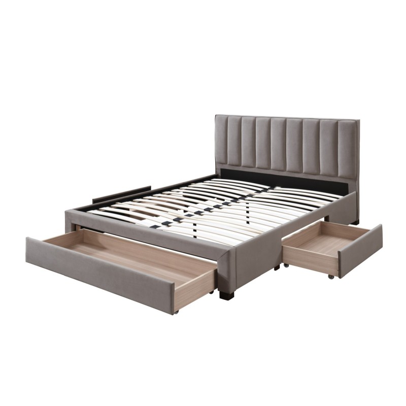 'GRACE 160 Bed with Drawers Beige Velvet' 'GRACE 160 Bed with Drawers Beige Velvet'