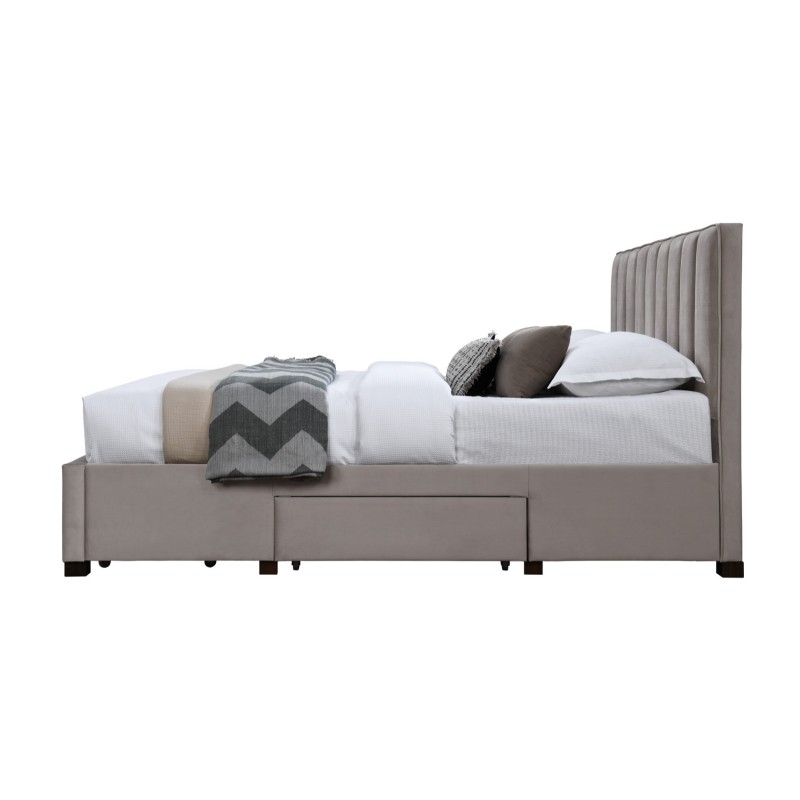 'GRACE 160 Bed with Drawers Beige Velvet' 'GRACE 160 Bed with Drawers Beige Velvet'